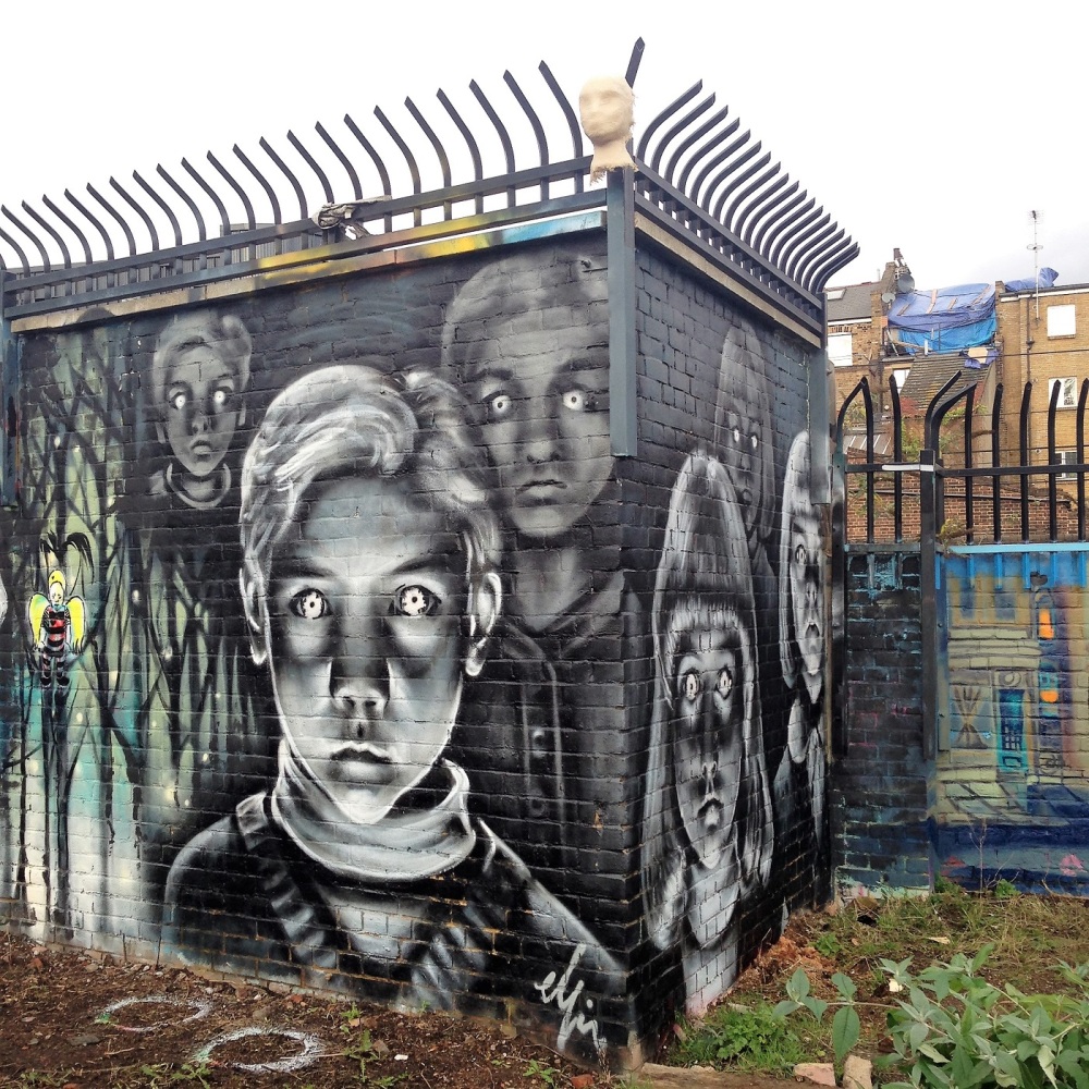 Wall art in Nomadic garden, London